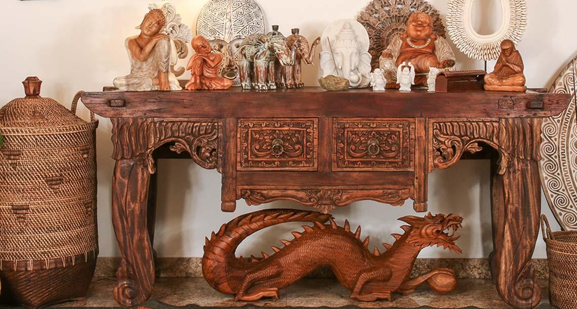 banner colecao moveis madeira entalhada e natural indonesia bali teca teka wood teak