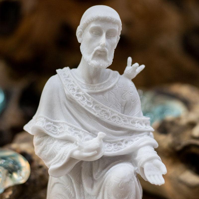 escultura estatua sãofrancisco marmorite hold fe espiritual religião animais proteção arte decoração 02