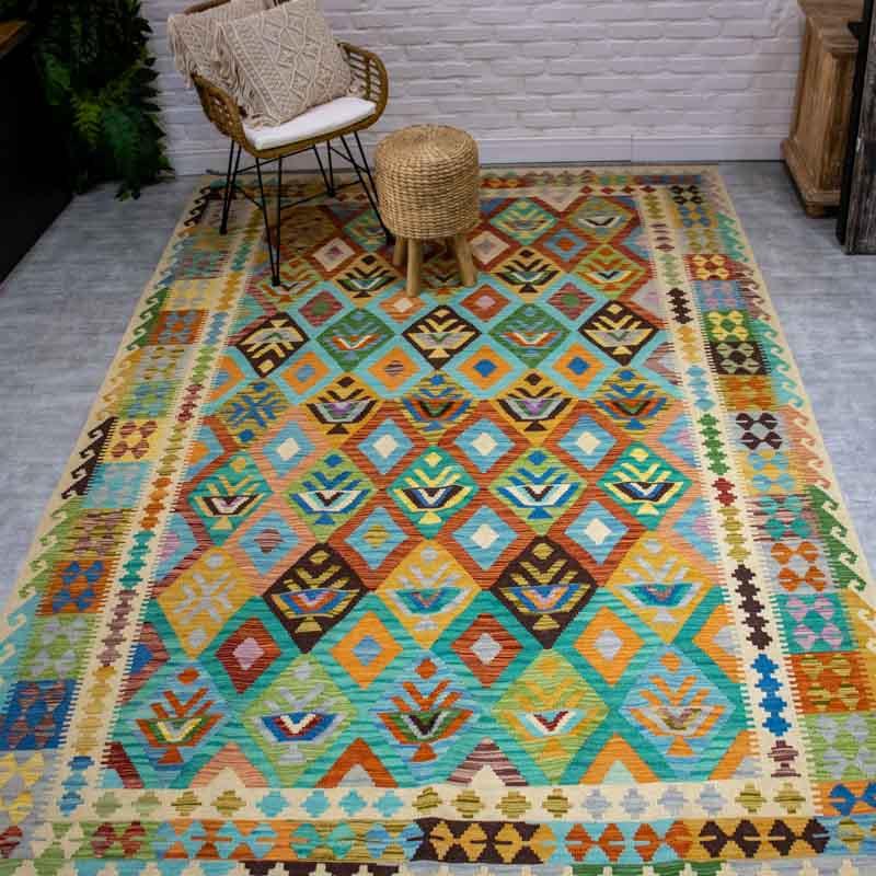 tapete kilim colorido decoração etnico cultura tradição textil fibranatural artesanal cultura geométricas loja artesintonia 03