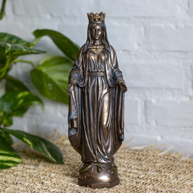 escultura oratoria santa catolica resina nossa senhora gracas jesus religiao decoracao altar bronze veronese design loja artesintonia 01