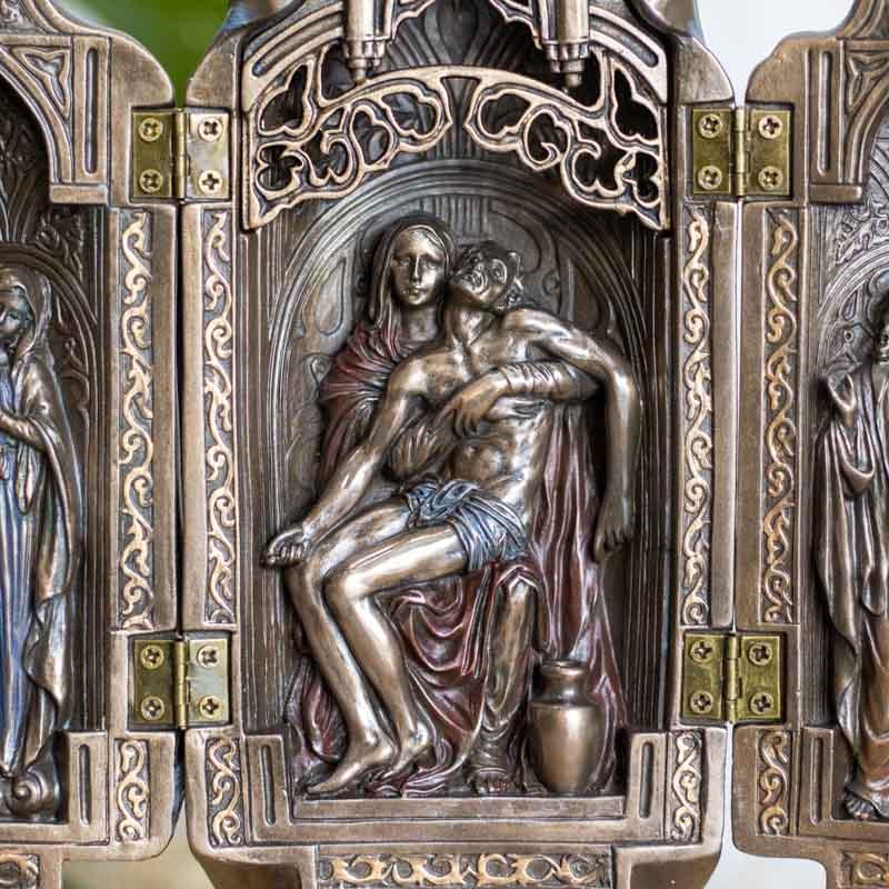 escultura oratoria santa catolica resina nossa senhora gracas jesus religiao decoracao altar bronze veronese design loja artesintonia 05