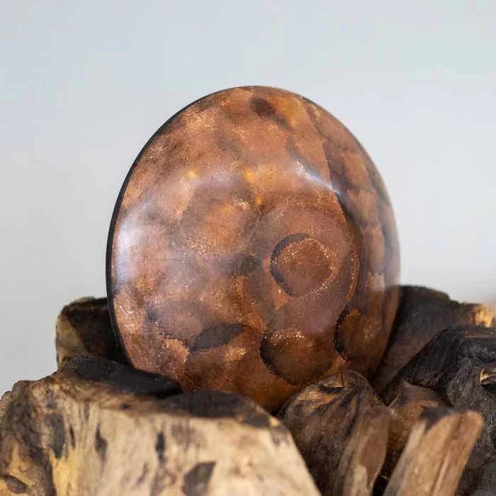 Bowl étnico de 15cm importado da África com representação da fauna selvagem para decoração de interiores.