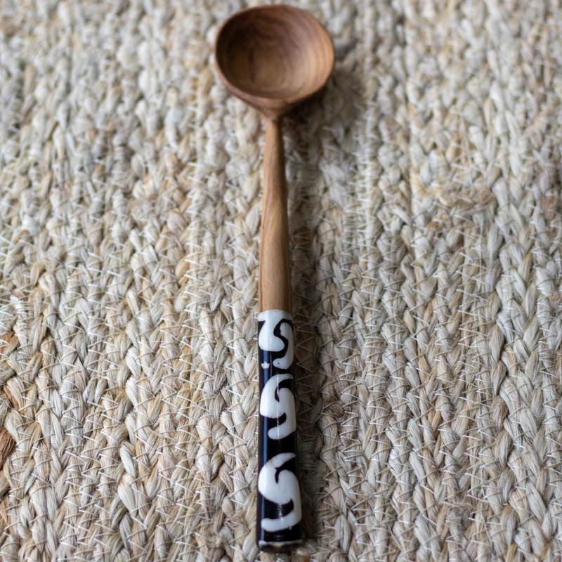colher decorativa osso cozinha café madeira mesa arte africa etnico pick bone 01
