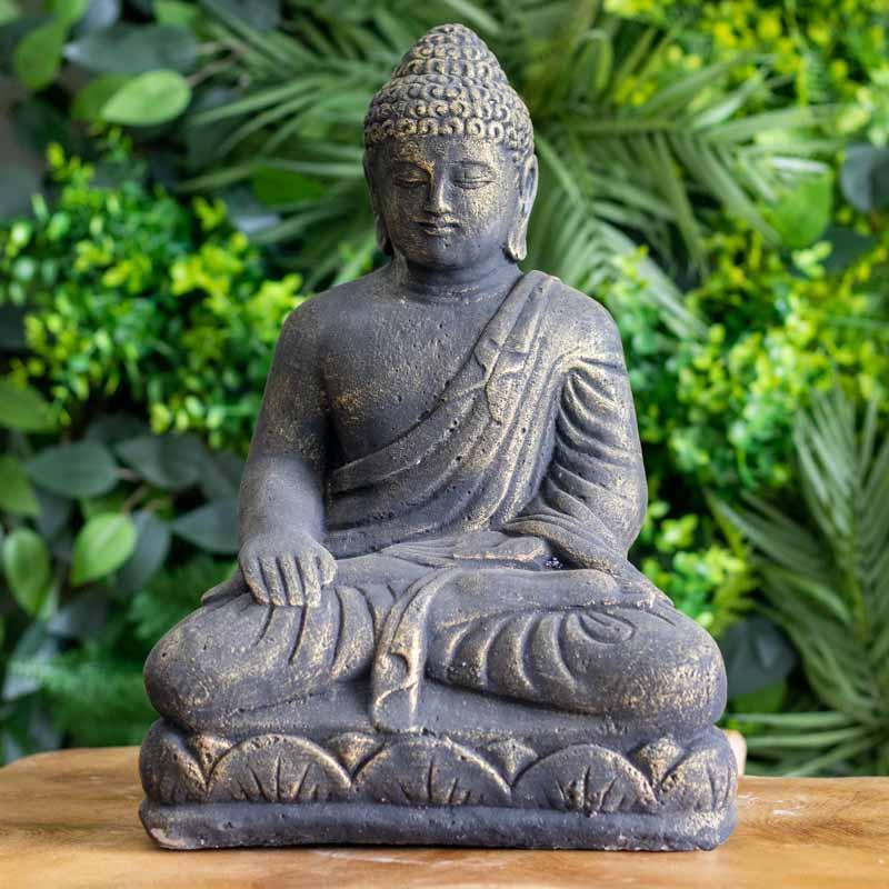 estatua escultura buda cimento artesanato zen budismo jardim casa decoracao design feng shui comprar loja artesintonia