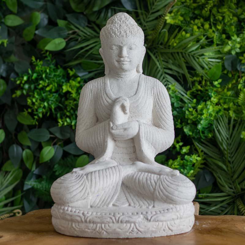 estatua escultura buda cimento artesanato zen budismo jardim casa decoracao design feng shui comprar loja artesintonia
