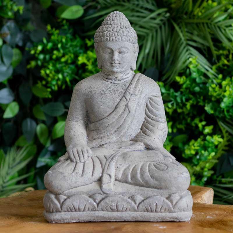 estatua escultura buda cimento artesanato zen budismo jardim casa decoracao design feng shui comprar loja artesintonia