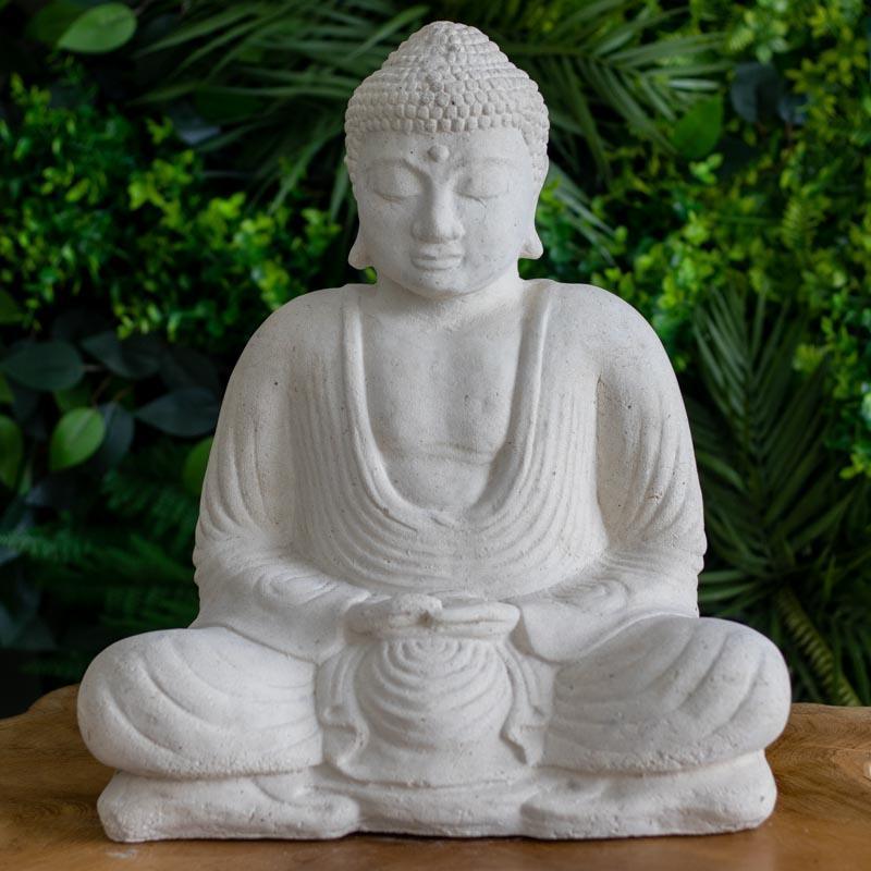estatua escultura buda cimento artesanato zen budismo jardim casa decoracao design feng shui comprar loja artesintonia