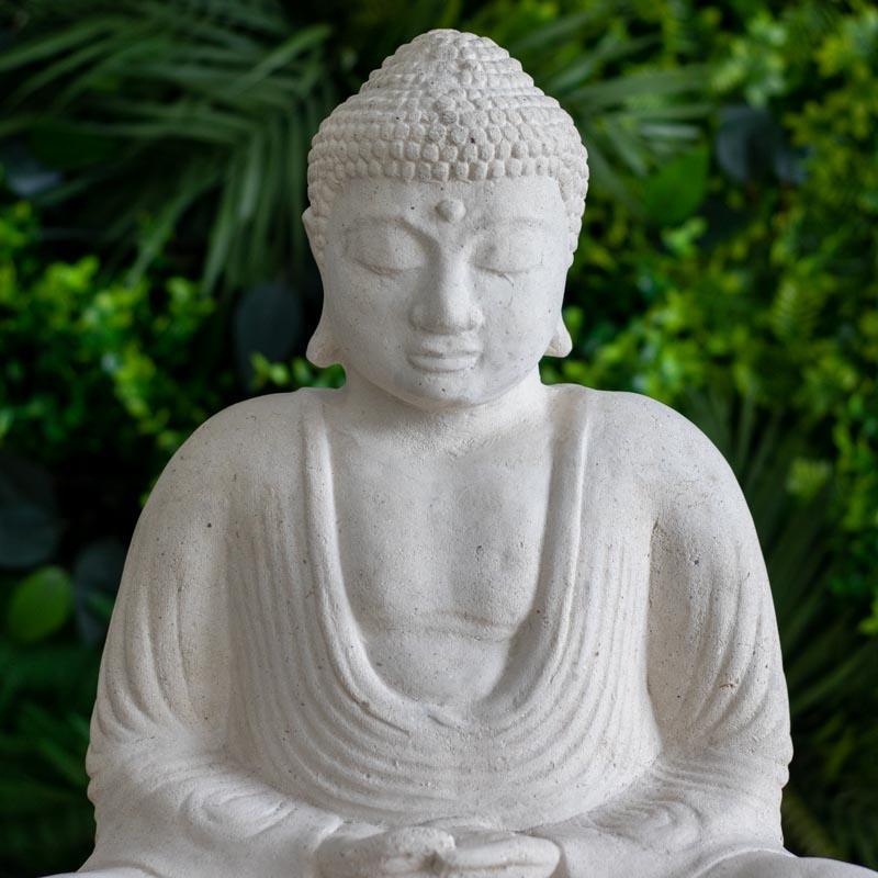 estatua escultura buda cimento artesanato zen budismo jardim casa decoracao design feng shui comprar loja artesintonia
