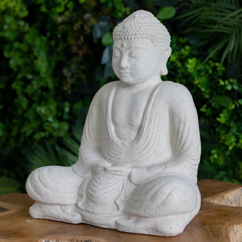 estatua escultura buda cimento artesanato zen budismo jardim casa decoracao design feng shui comprar loja artesintonia