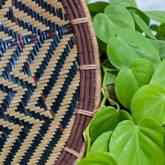 Arte indígena do Brasil em forma de cestaria feita com arumã natural.