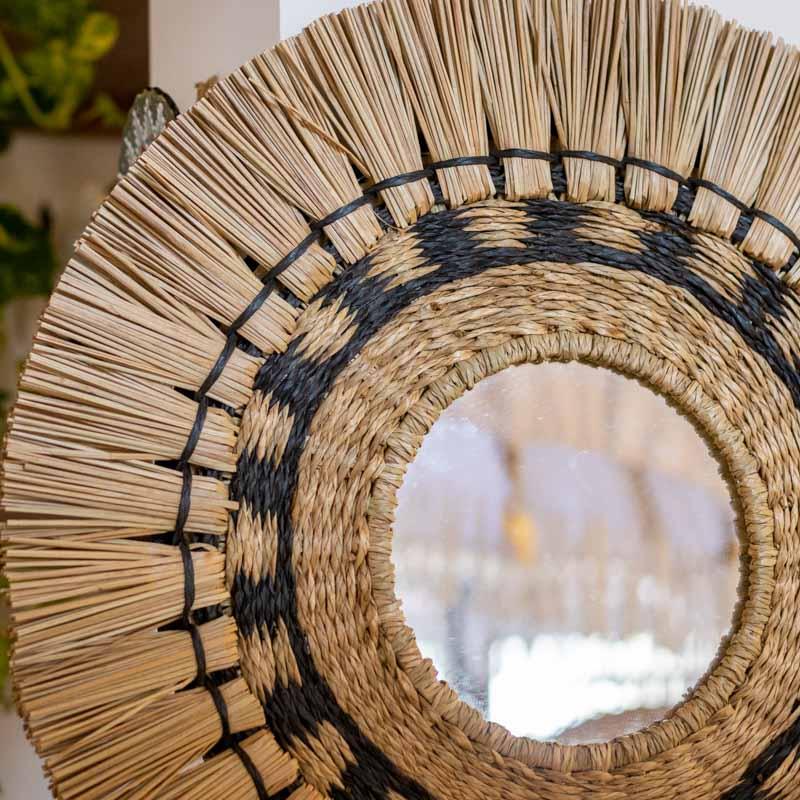 espelho fibra natural palha boho decoração tropical artesanato bali indonésia elegância loja artesintonia 02