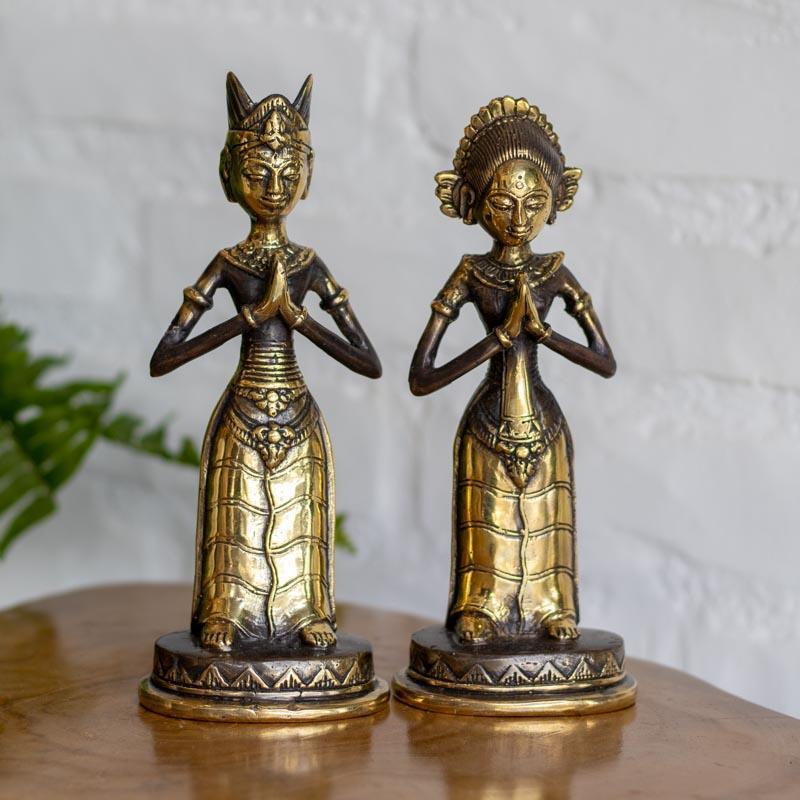 Estátuas casal Loro e Blonyo em bronze artesanal de Bali.