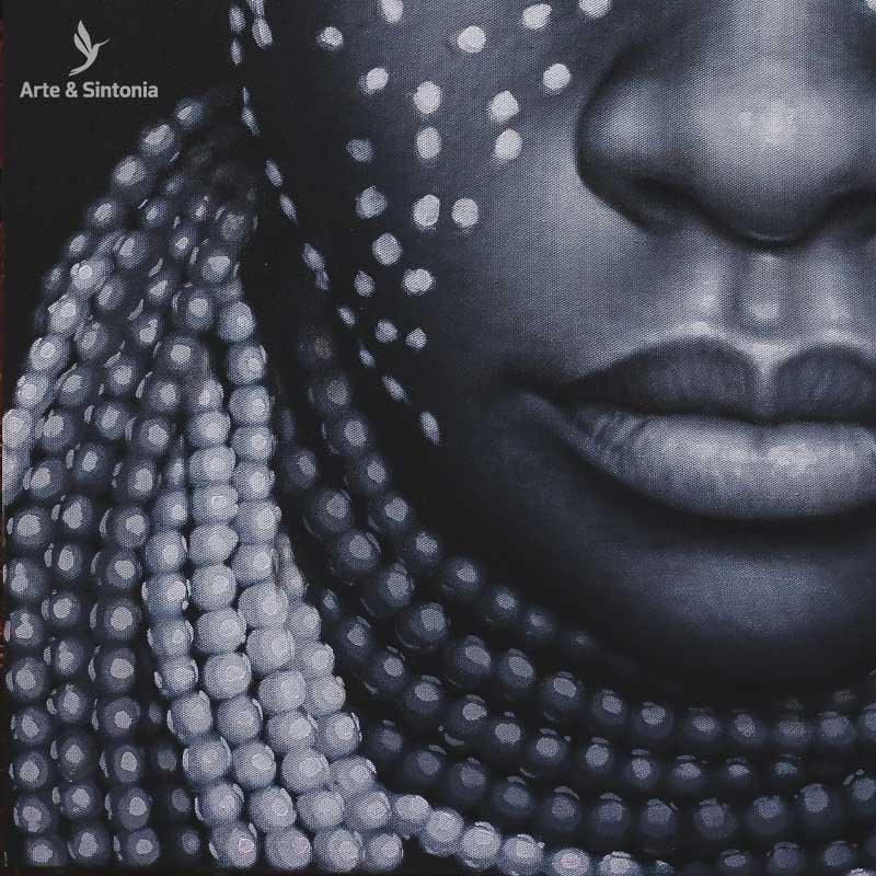 Obra exclusiva tribal étnica em tela com inspiração africana.