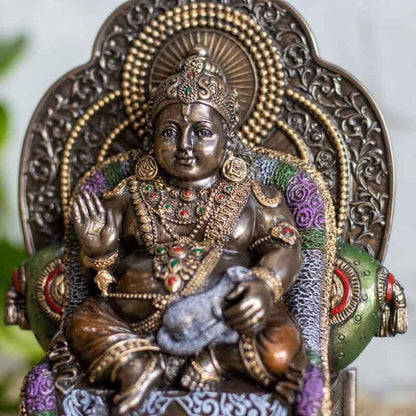 escultura resina bronze dus hindu kubera prosperidade riqueza abundancia veronese design cultura decoracao altar casa loja artesintonia 03