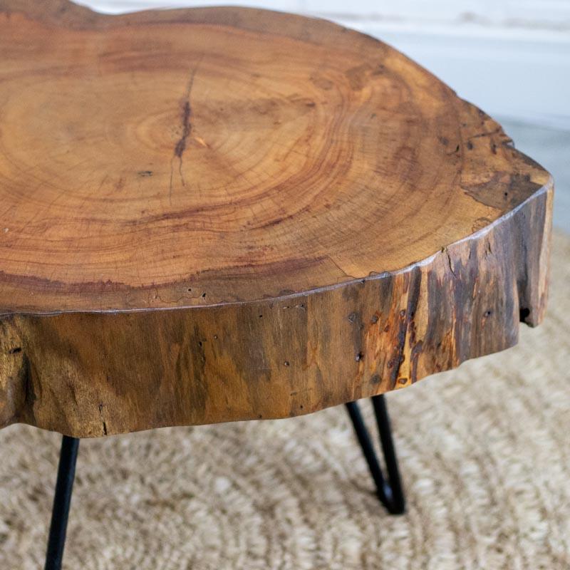mesa centro artesanal madeira rustica cedro tronco arvore ferro decoracao casa comprar loja artesintonia 03
