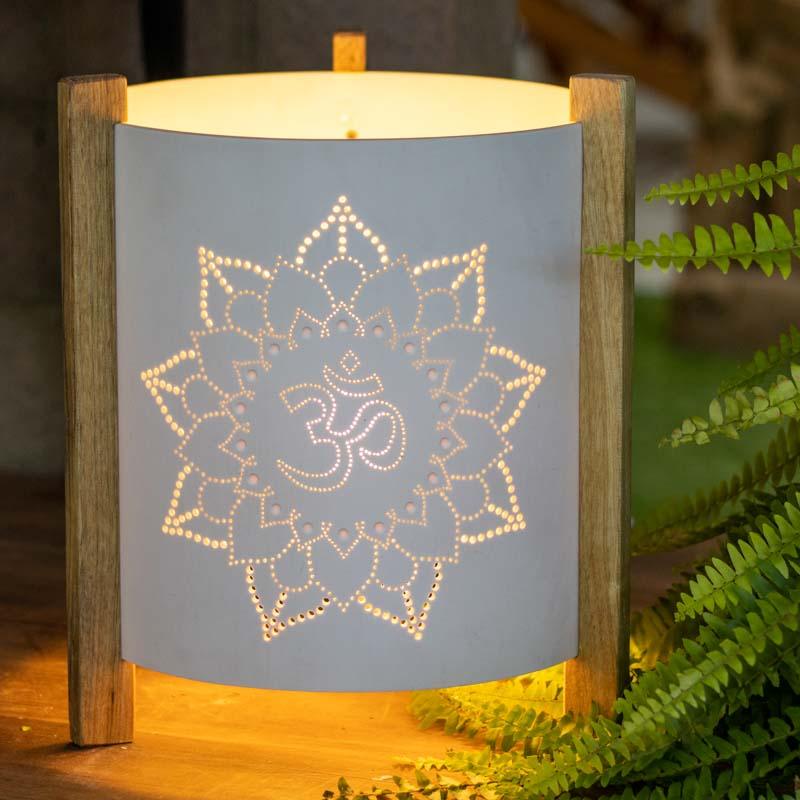 abajur luminaria mesa mandala om zen iluminacao casa decoracao pvc sustentavel brasil artesanato luz tranquilidade loja artesintonia 01