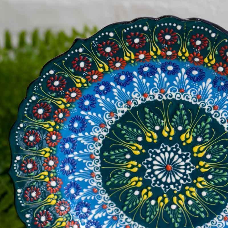prato turco artesanal pintura cerâmica detalhes núcleos arte artesanato cultura decoração mesa loja artesintonia 10