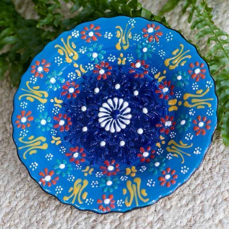 prato turco artesanal pintura ceramica detalhes cores arte artesanato cultura decoração mesa loja artesintonia