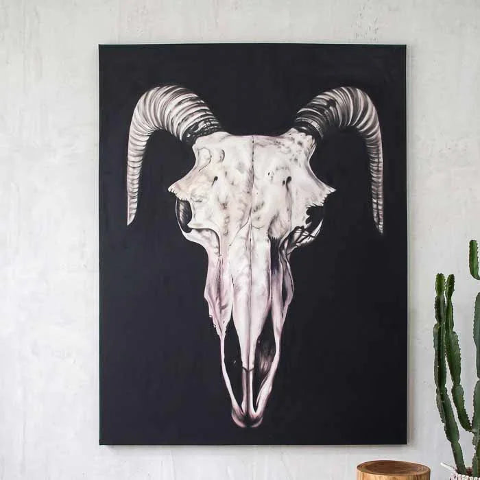 quadro tela pintura arte realismo indonesia bali cabeca cranio bufalo decoracao parede casa comprar loja artesintonia