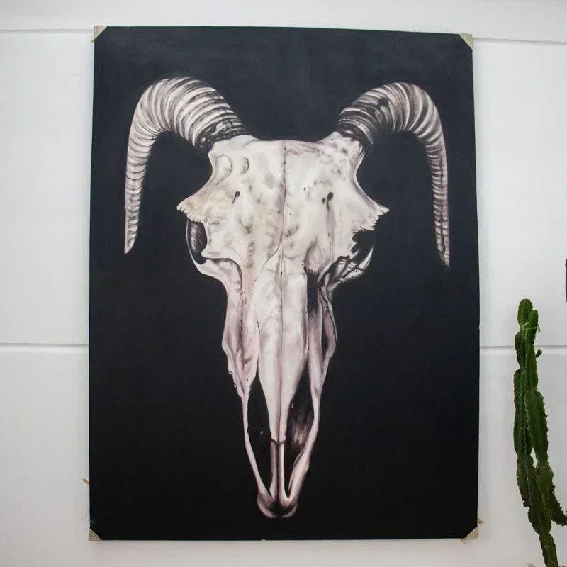 quadro tela pintura arte realismo indonesia bali cabeca cranio bufalo decoracao parede casa comprar loja artesintonia