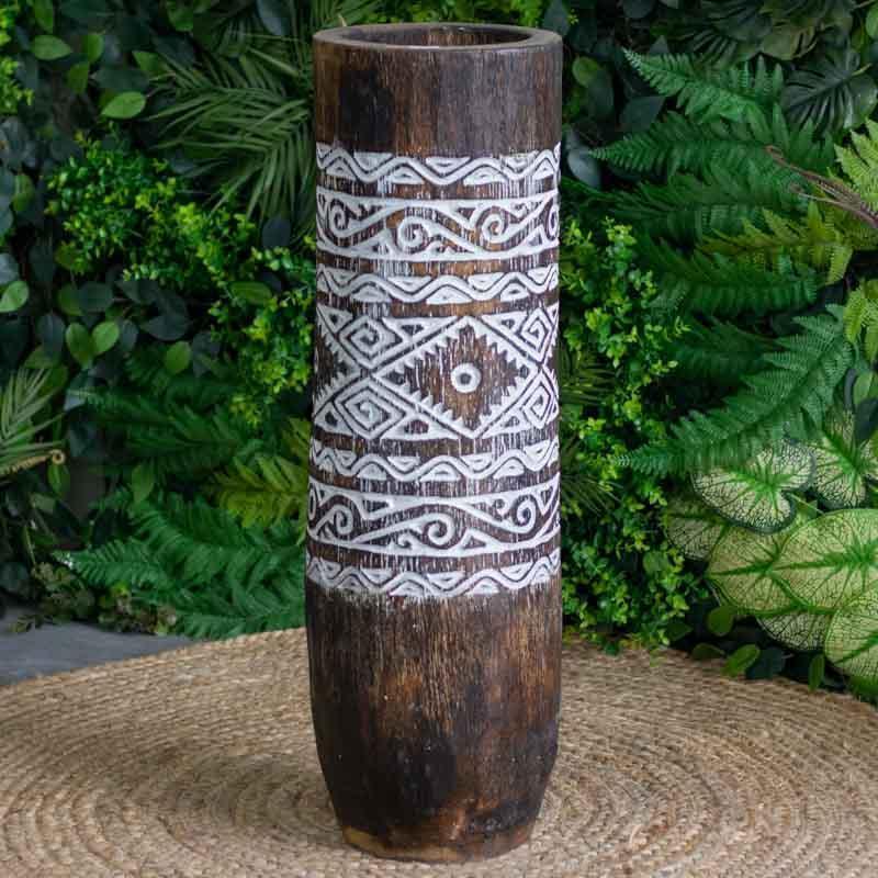 vasos madeira etnicos entalhado palmeira artesanato bali indonesia decoracao casa jardim design interiores comprar loja artesintonia