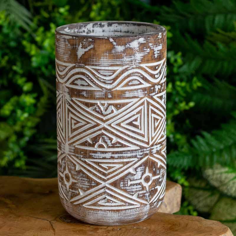 vasos madeira etnicos entalhado palmeira artesanato bali indonesia decoracao casa jardim design interiores comprar loja artesintonia