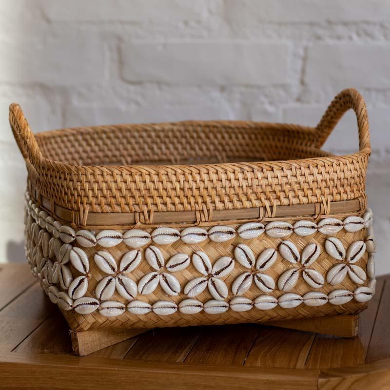 cesto fibra natural rattan bali cozinha conchas decoração casa organizador loja artesintonia 02