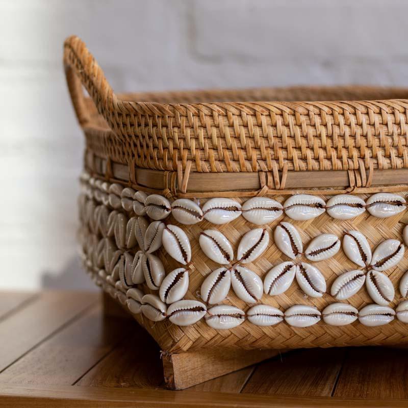 cesto fibra natural rattan bali cozinha conchas decoração casa organizador loja artesintonia 03