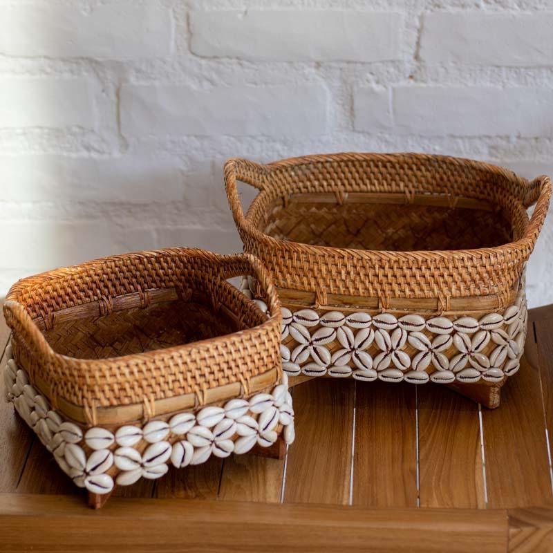 cesto fibra natural rattan bali cozinha conchas decoração casa organizador loja artesintonia 05