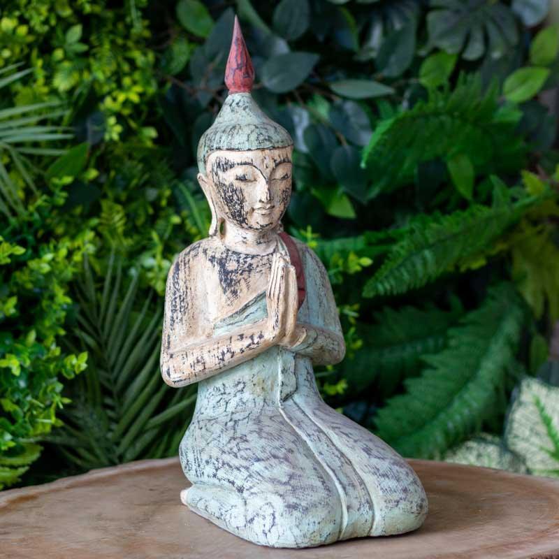 escultura buda buddah esculpido manualmente handmade gratidão gratitude madeira color bali indonésia artesanato zen