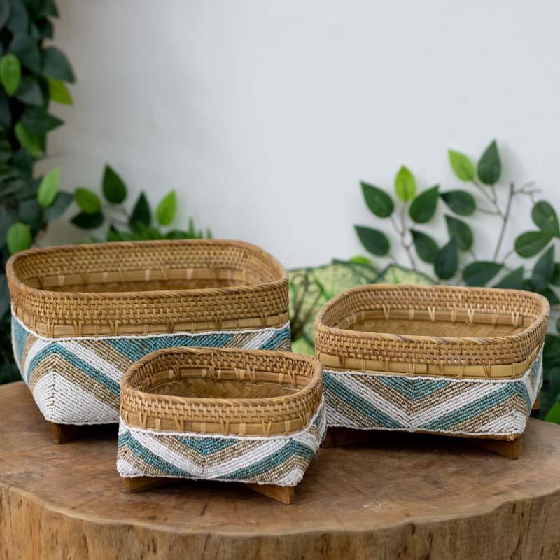 cestaria artesanal caixa organizadora cesto micangas bambu fibra natural decoracao bali indonesia