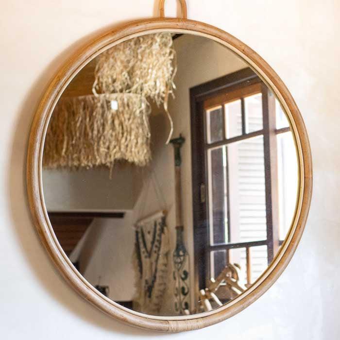 Espelho Redondo Madeira Teca