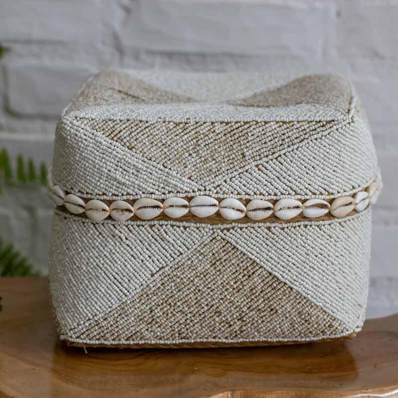 caixa pote étnico étnica miçanga búzios concha branco off white bambu fibra natural handmade bali balinês balinesa indonésia artesão artesanato arte art home decor decoration decoração