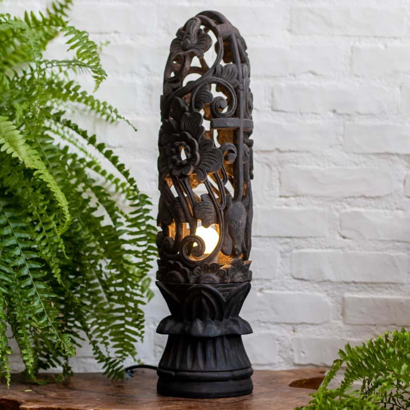 abajur luminaria madeira bali indonesia entalhe floral decoracao casa ambientes iluminacao loja artesintonia 01