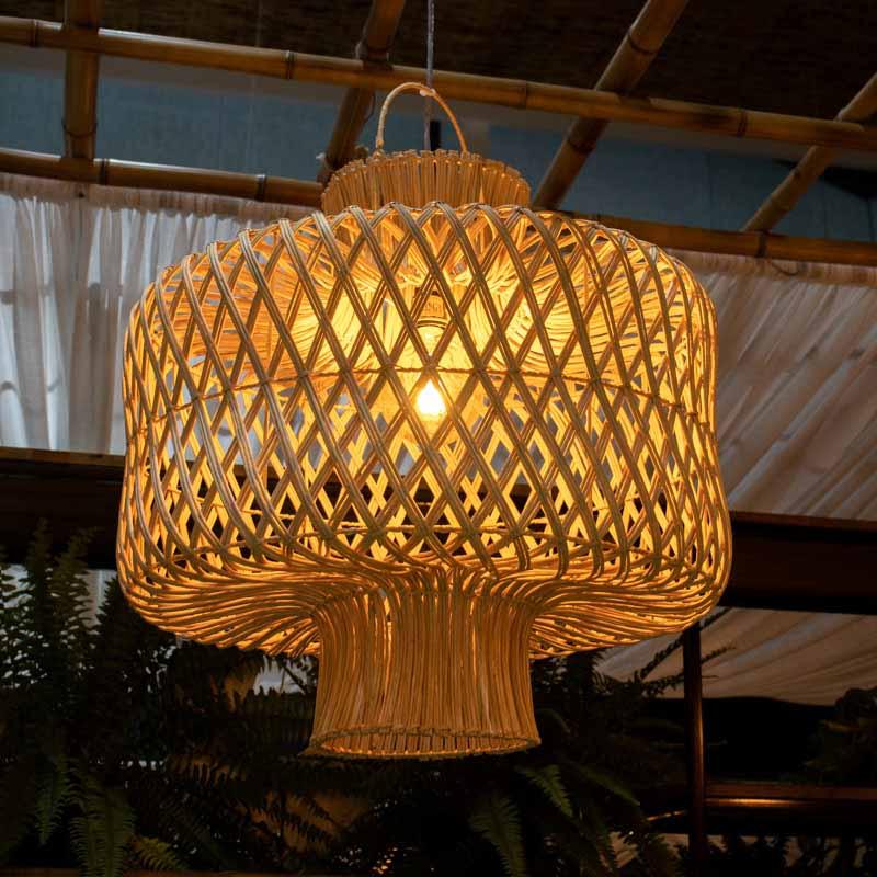 Luminaria Artesanal em Rattan Boho Arte & Sintonia