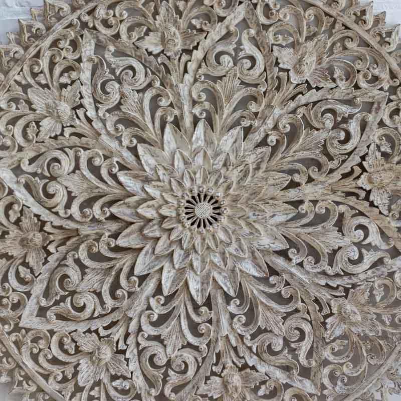 mandala madeira grande branca artesanal arte home decor artesintonia bali indonesia 2