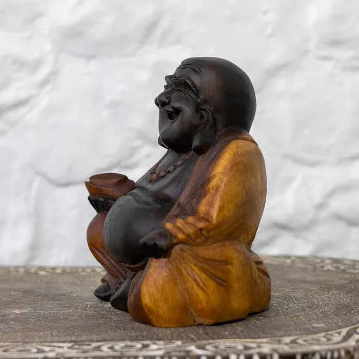 Objeto de decoração zen em madeira nobre indonésia para atrair sorte e prosperidade.