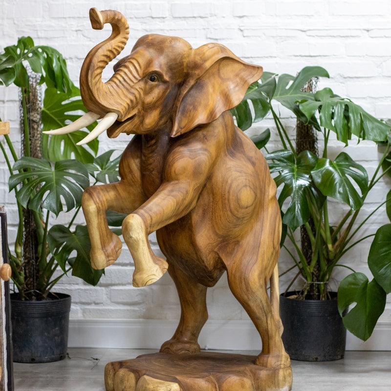 escultura elefante artesanato madeira suar bali indonesia decoracao wood carved elephant 01