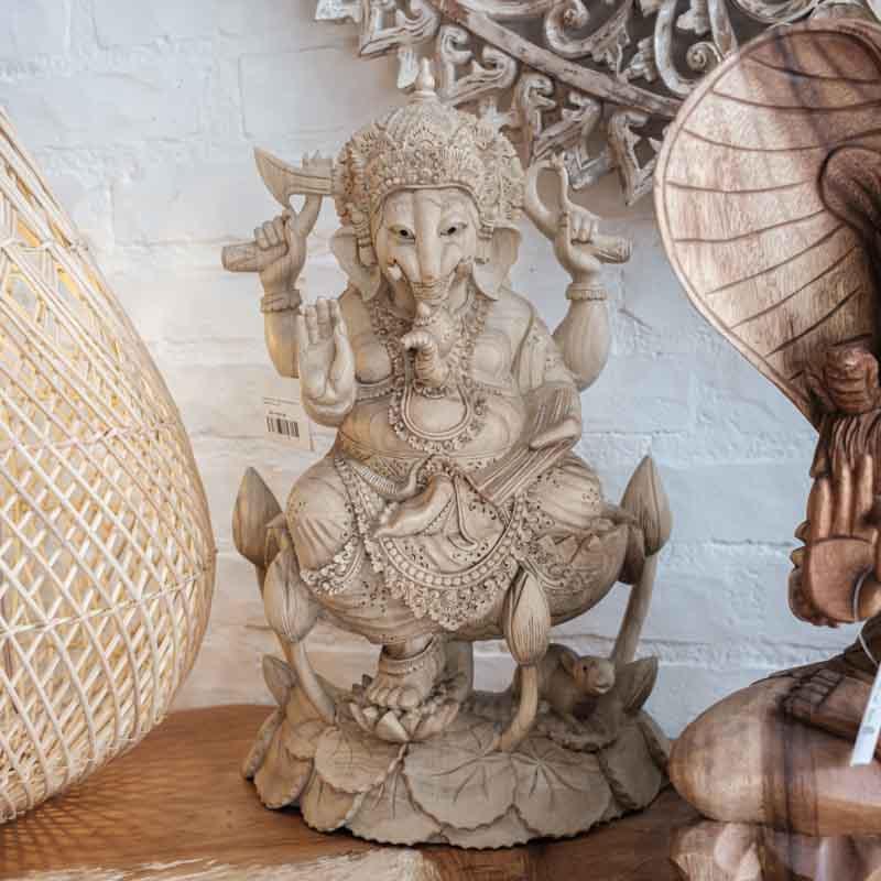escultura estatua statue sculpture ganesha madeira hibiscus wood entalhada carved carving decoracoes decoration artesanato handycraft artesanal objetos decorativos loja artesintonia