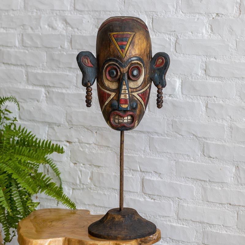 mascara lutador borneo asia tradicao cultura decoracao casa exotica escultura madeira albizia bali indonesia loja artesintonia 08