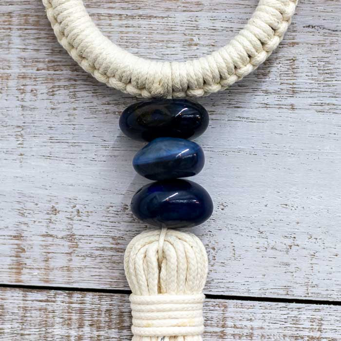 Protetor de porta com Olho Grego azul e pimenta vermelha artesanal.