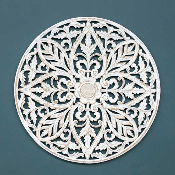 mandala floral artesanal entalhada mdf decoracao parede bali indonesia design interiores casa ambientes zen loja artesintonia