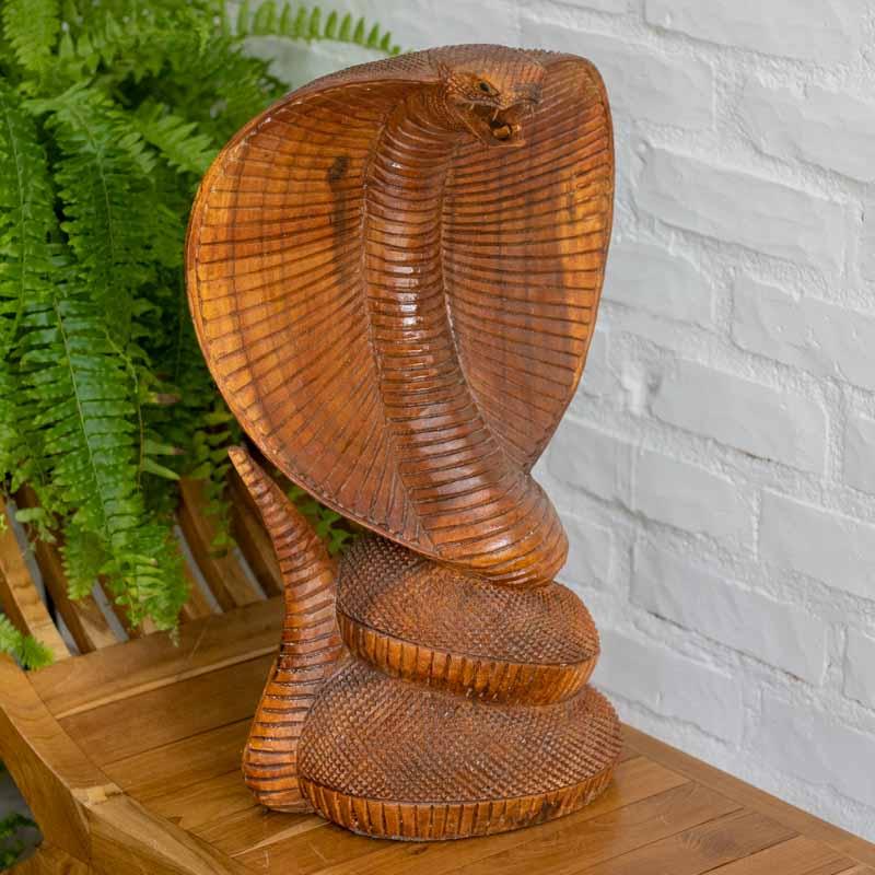 escultura cobra naja madeira esculpida animais decorativos home decor artesintonia 5