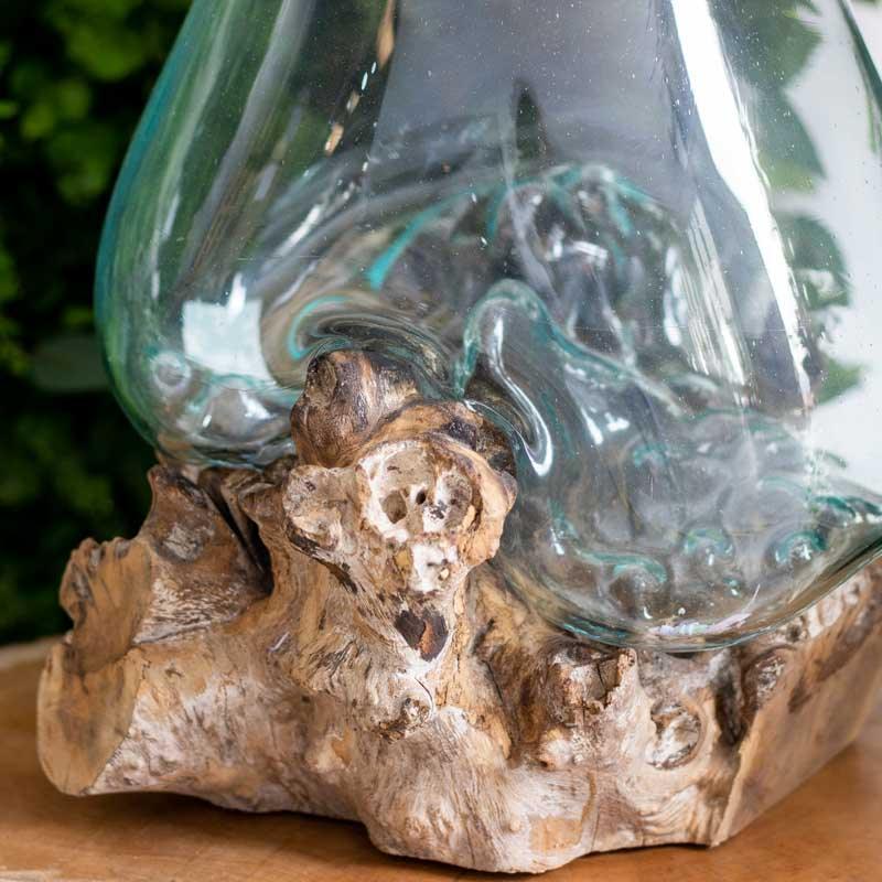 vaso terrário vidro madeira troco wood glass teca teka decor decoração decorativo decoration arte artesão artesanato bali indonésia balines casa home house lar