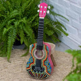 ukulele aborigene artesanato pintura madeira bali instrumento musical som ritmo musica melodia tocar cultura loja artesintonia 10