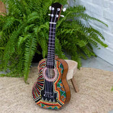ukulele aborigene artesanato pintura madeira bali instrumento musical som ritmo musica melodia tocar cultura loja artesintonia 12