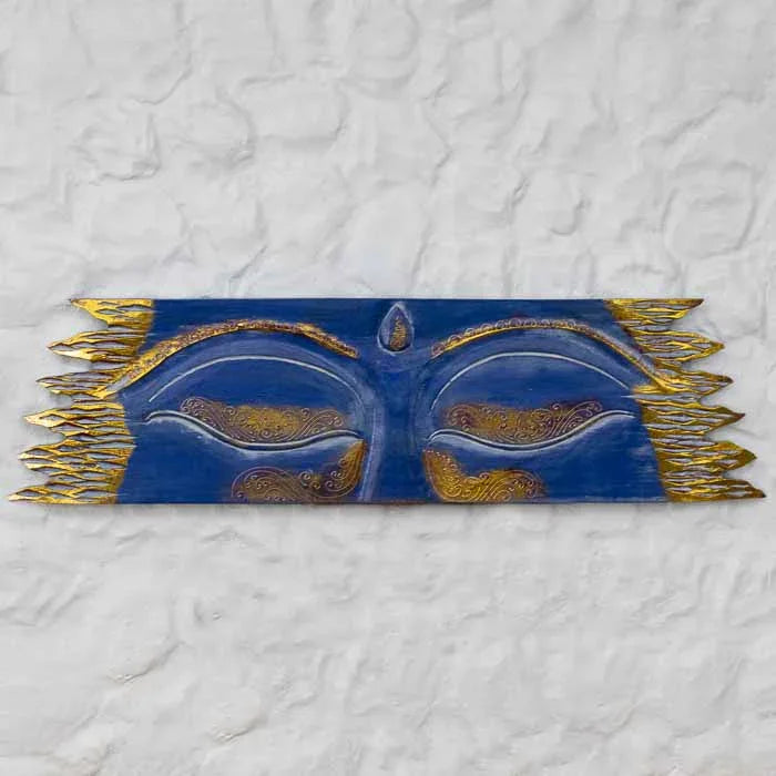 Painel Olhos de Buda em madeira artesanal feito à mão em Bali.