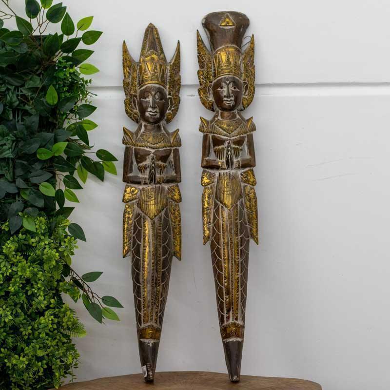 casal rama sita madeira bali decoracao paredes artesintonia handicraft hindu patina 100cm 1