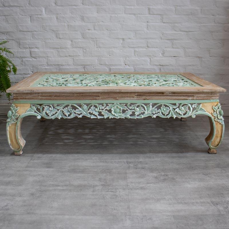 mesa java floral entalhada blue antik centro decoracao sala artesintonia bali