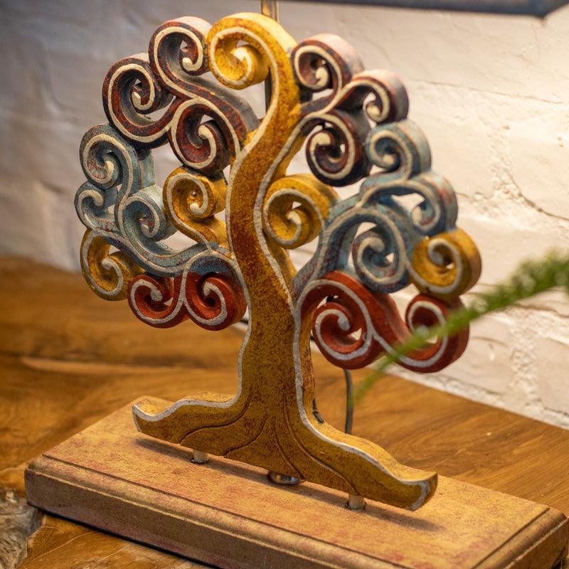 abajur mesa casa sala artesanato bali indonesia madeira suar entalhada esculpido decorative wood lampshade 03